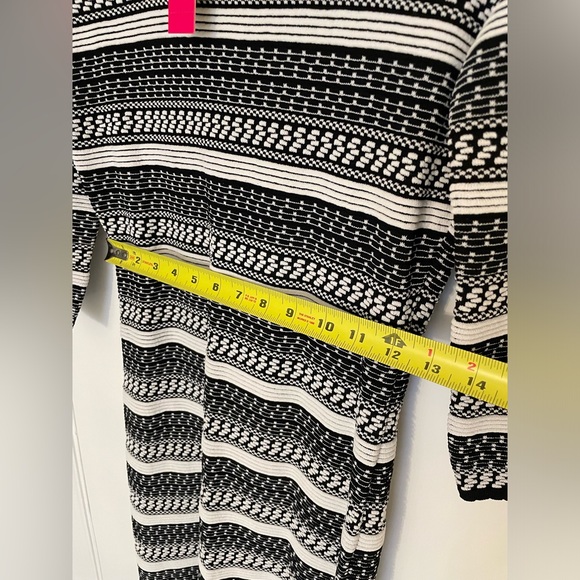NWT Catherine Malandrino long-sleeve knee length stretchy black white dress - Picture 7 of 13